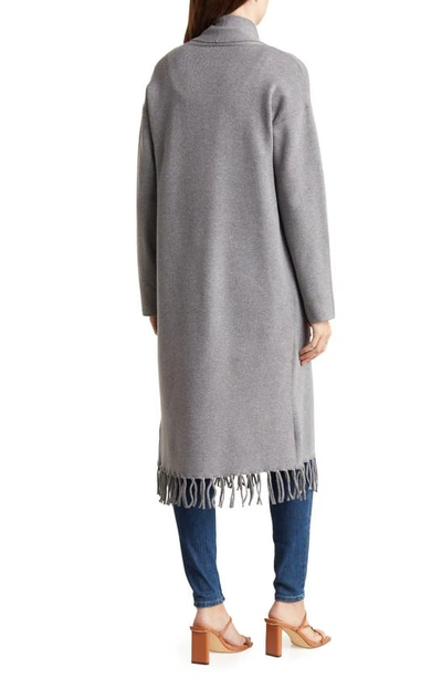 Shop Love By Design Nora Fringe Duster In Smoke Grey