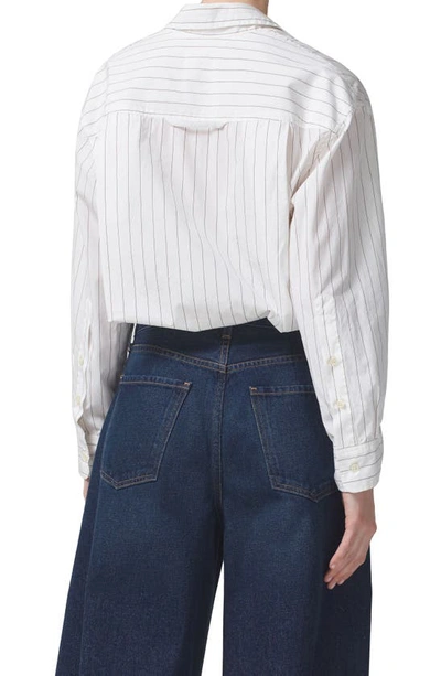 Shop Citizens Of Humanity Kayla Cotton Shirt In White/ Bitter Chocolate Stripe