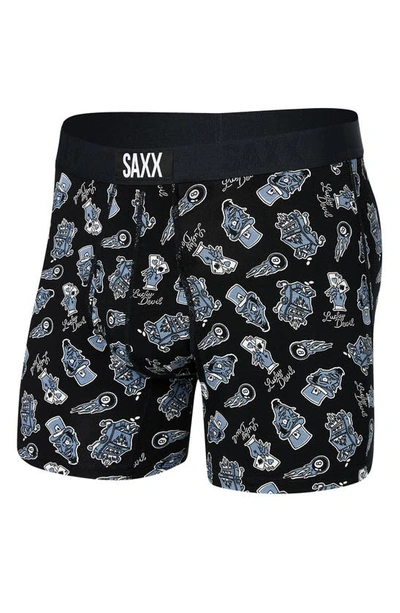 Shop Saxx Ultra Supersoft Relaxed Fit Performance Boxer Briefs In Lucky Devil- Black