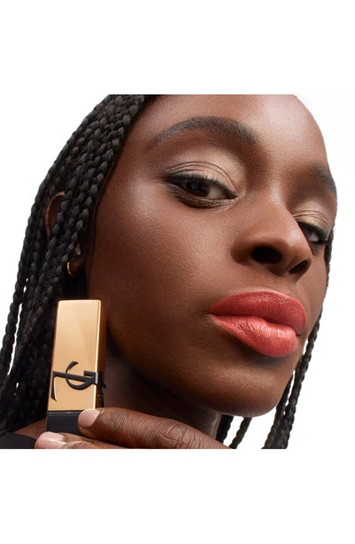 Shop Saint Laurent Rouge Pur Couture Caring Satin Lipstick With Ceramides In Transgressive Coral