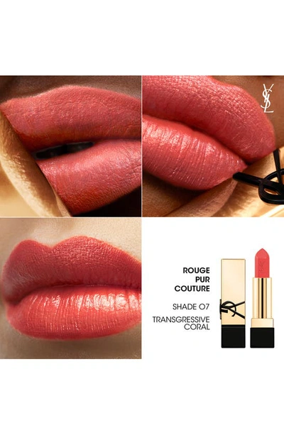 Shop Saint Laurent Rouge Pur Couture Caring Satin Lipstick With Ceramides In Transgressive Coral