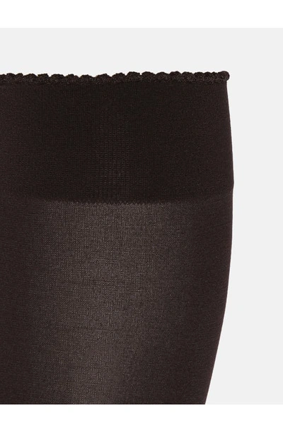 Shop Wolford Velvet De Luxe Knee High Socks In Nearly Black