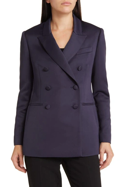 Shop Ted Baker Seraph Double Breasted Satin Blazer In Blue