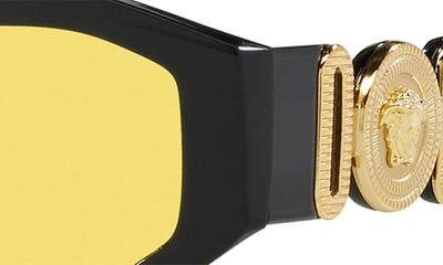Shop Versace Biggie 53mm Round Sunglasses In Black Yellow