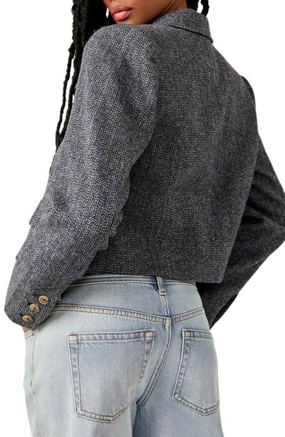 Shop Free People Heritage Double Breasted Crop Blazer In Blue Combo