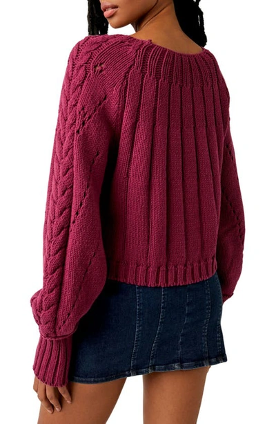 Shop Free People Sandre Cable Stitch Pullover In Dreamy Mulberry