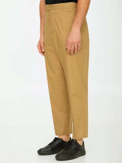 Shop Pt Torino Beige Cotton Trousers