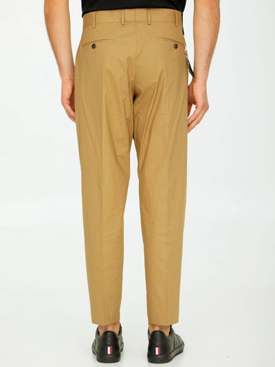 Shop Pt Torino Beige Cotton Trousers