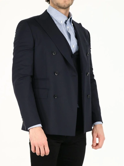 Shop Tonello Blue Wool Jacket