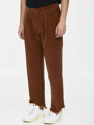 Incotex Red X Facetasm Cognac Velvet Trousers In Brown