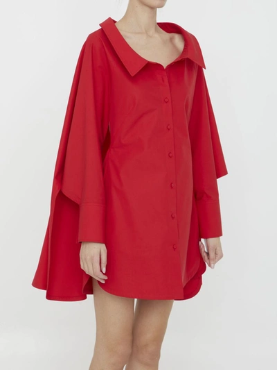 Shop Valentino Compact Popeline Short Dress In Red
