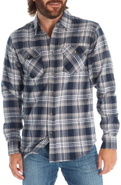 Shop Px Regular Fit Plaid Long Sleeve Flannel Button-up Shirt In Navy