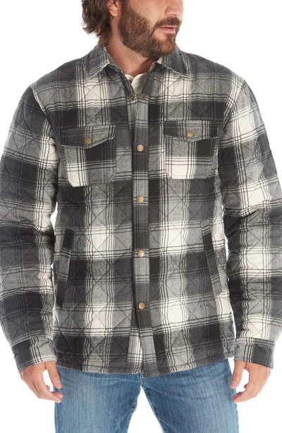 Shop Px Quilted Plaid Snap Front Flannel Shirt In Black