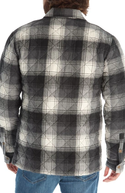 Shop Px Quilted Plaid Snap Front Flannel Shirt In Black