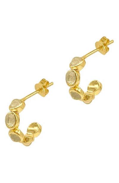 Shop Adornia Stone Hoop Earrings In Gold