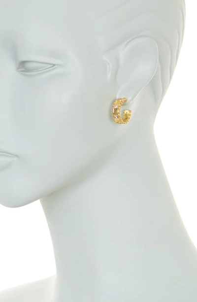 Shop Adornia Cubic Zirconia Milgrain Hoop Earrings In Gold