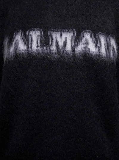 Shop Balmain Brushed Mohair Pullover In Black