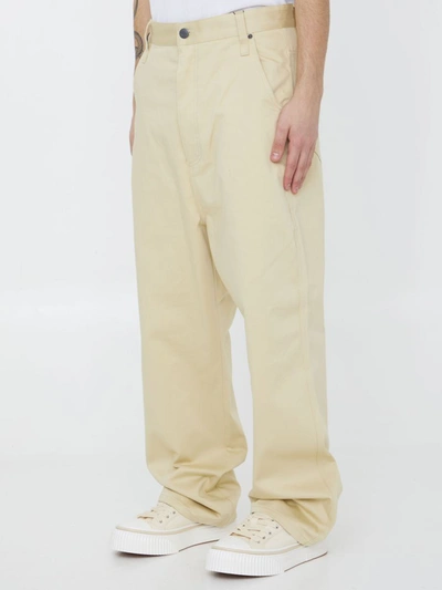 Shop Ami Alexandre Mattiussi Beige Cotton Trousers In Cream
