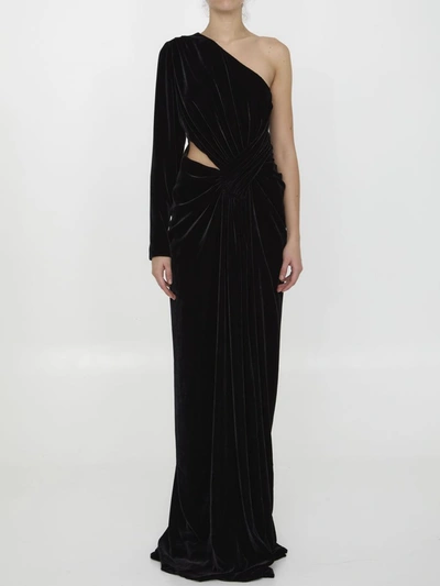 Shop Costarellos Black Velvet Dress