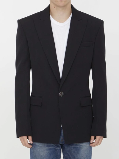 Shop Balmain Black Wool Jacket