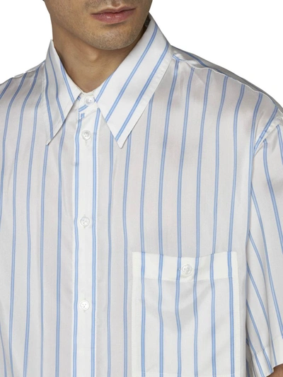Shop Bottega Veneta Shirts In Off White Pale Blue