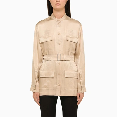 Shop Burberry Shirt With Ekd In Beige