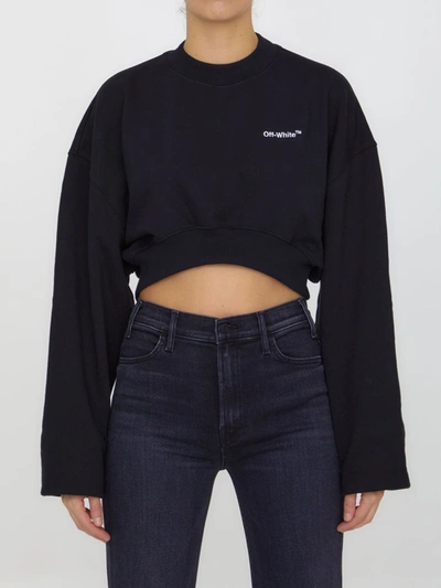 Shop Off-white Cropped Sweatshirt With Logo In Black