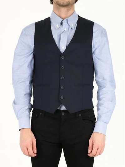 Shop Tonello Blue Wool Vest