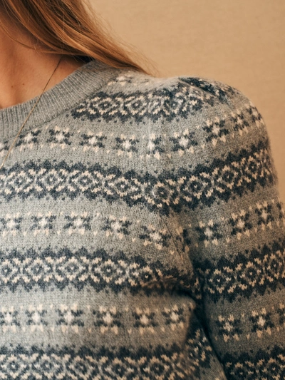 Shop Faherty Highland Fair Isle Puff Sleeve Sweater In Grey Multi