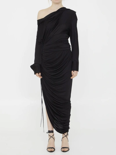 Shop Alexander Wang Asymmetric Draped Dress In Black