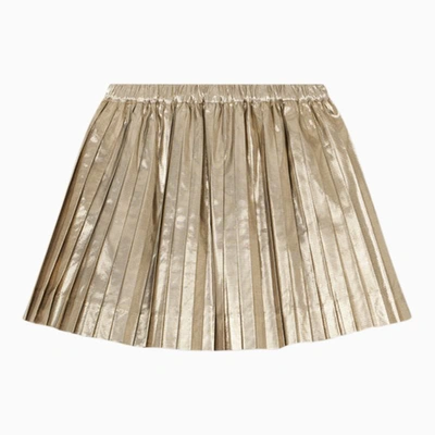 Shop Bonpoint Gold Pleated Skirt In Metal