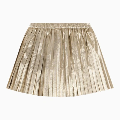 Shop Bonpoint Gold Pleated Skirt In Metal