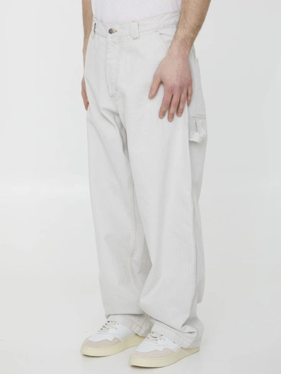 Shop Maison Margiela Cotton Denim Trousers In White