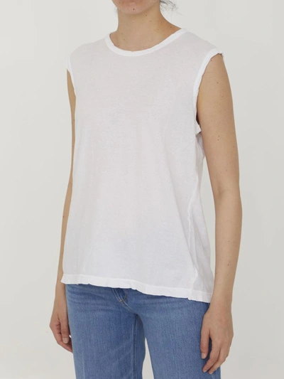 Shop James Perse Cotton Sleeveless T-shirt In White