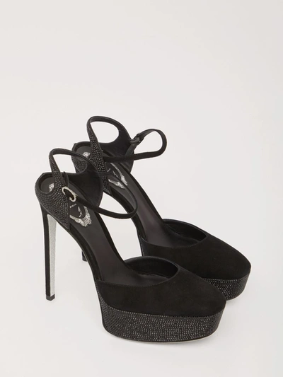 Shop René Caovilla Crystal Selena Sandals In Black