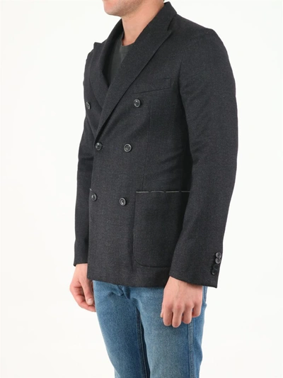 Shop Tonello Double-breasted Jacket In Grey