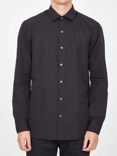 Shop Salvatore Piccolo Black Cotton Shirt