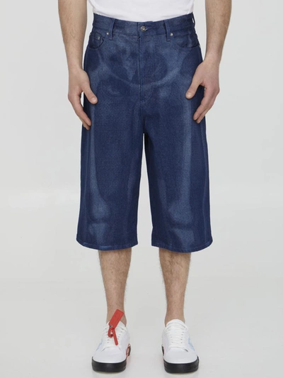 Shop Off-white Body Scan Bermuda Shorts In Blue