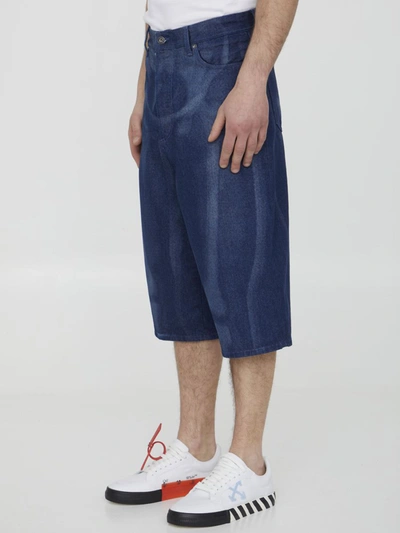 Off-white Skeleton Denim Bermuda Shorts In Blue