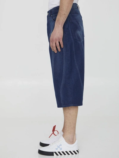 Off-white Skeleton Denim Bermuda Shorts In Blue