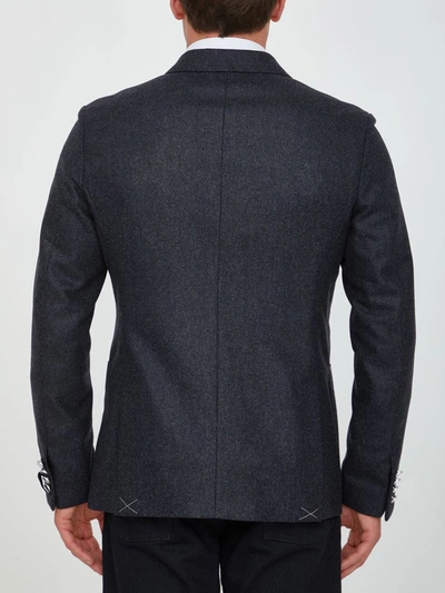 Shop Tonello Anthracite Flannel Jacket In Grey