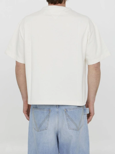 Shop Bottega Veneta Cream-colored Cotton T-shirt