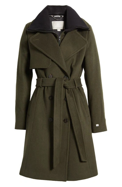 Shop Soia & Kyo Fabianne Belted Wool Blend Coat In Cedar