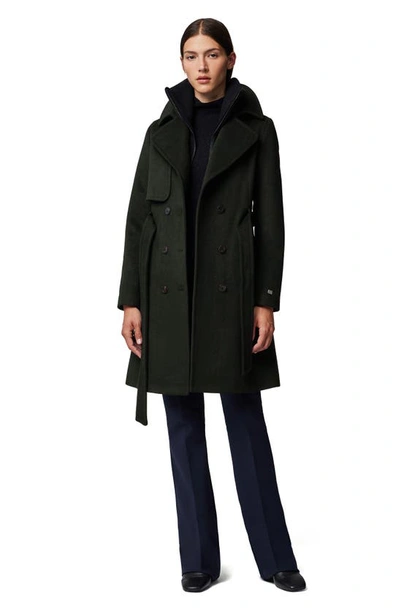 Shop Soia & Kyo Fabianne Belted Wool Blend Coat In Cedar