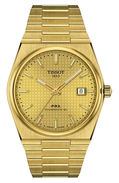 Shop Tissot Prx Powermatic 80 Bracelet Watch, 40mm In Gold