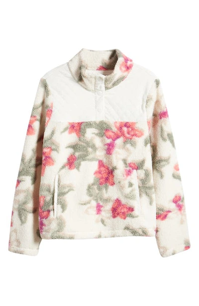 Shop Tommy Bahama Beachway Blooms Floral Snap Placket Fleece Pullover In Coconut