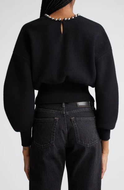 Shop Alexander Wang Ball Chain Detail Wool Blend Sweater In Black