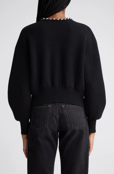 Shop Alexander Wang Ball Chain Detail Wool Blend Cardigan In Black