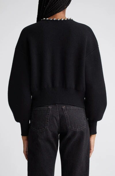 Alexander Wang Cropped Cardigan With Ball Chain Necklace Black In Black
