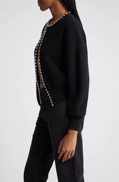 Alexander Wang Cropped Cardigan With Ball Chain Necklace Black In Black